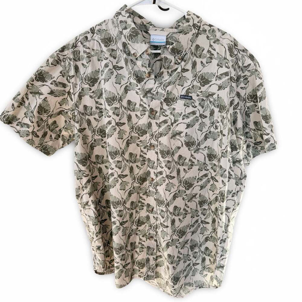 Columbia Rapid Rivers Button Down Leaf Pattern Me… - image 1